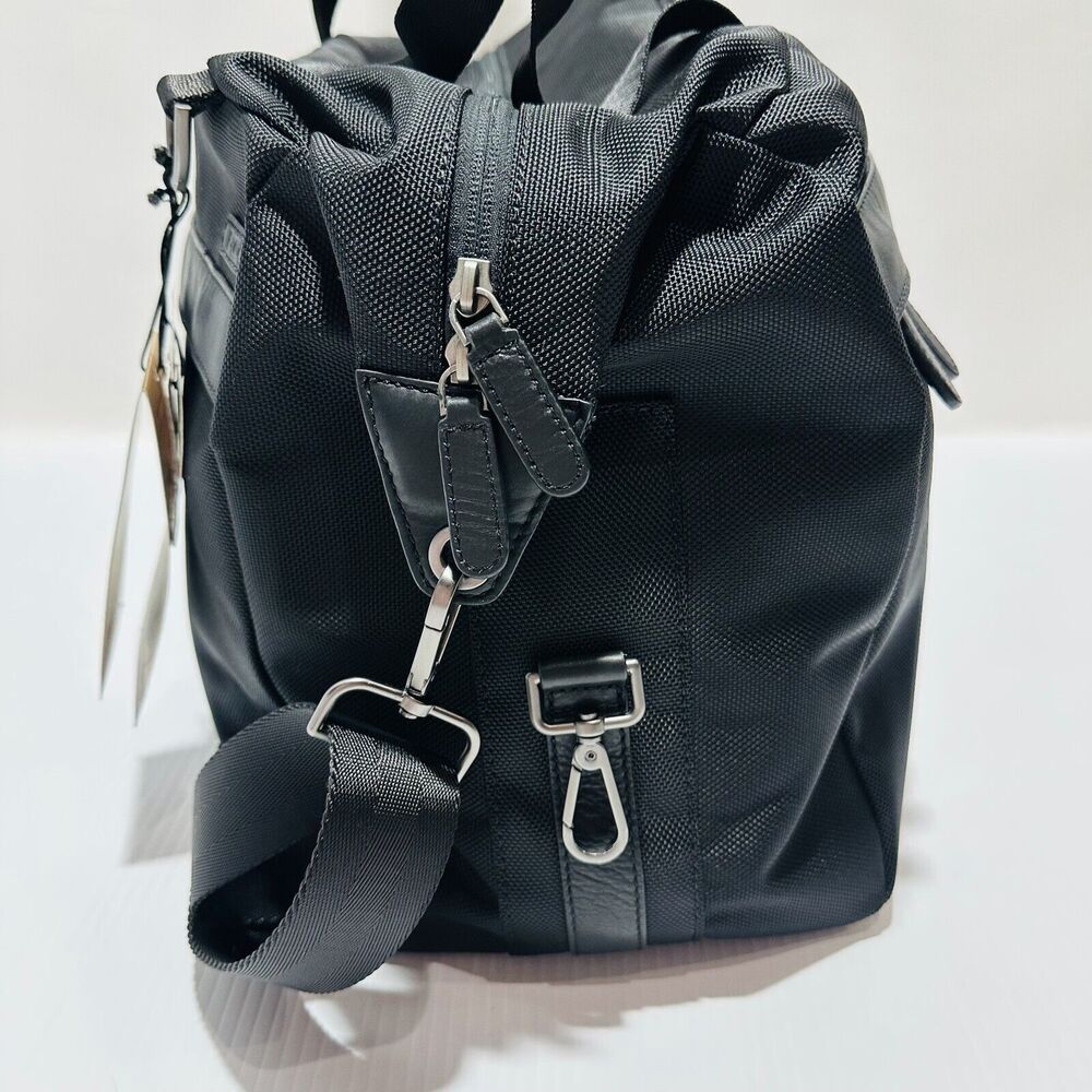 Boconi Ballistic Nylon Weekend Duffel Bag Nappa Leather Trim Black NWT $379 - Picture 9 of 15